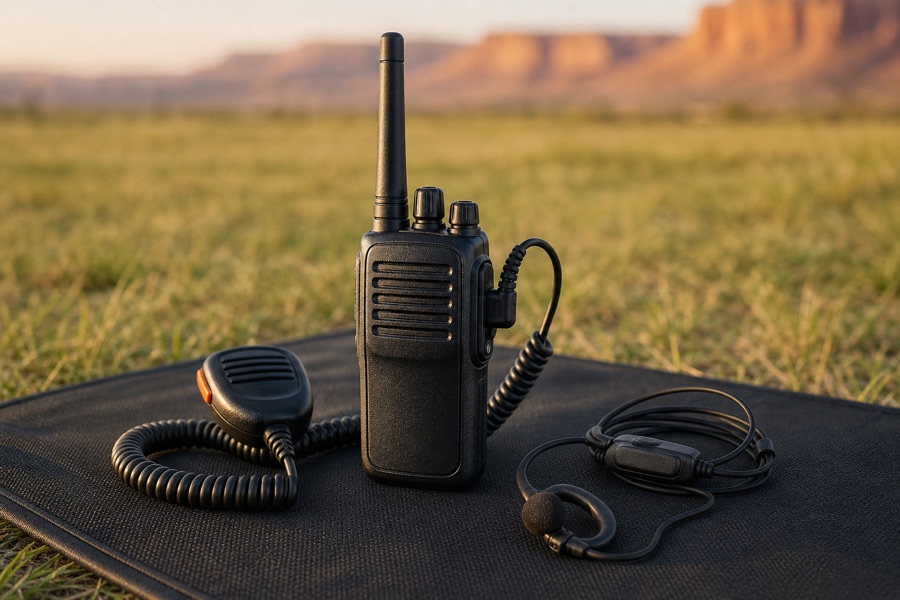 Handheld radio and headset cable for flight communication
